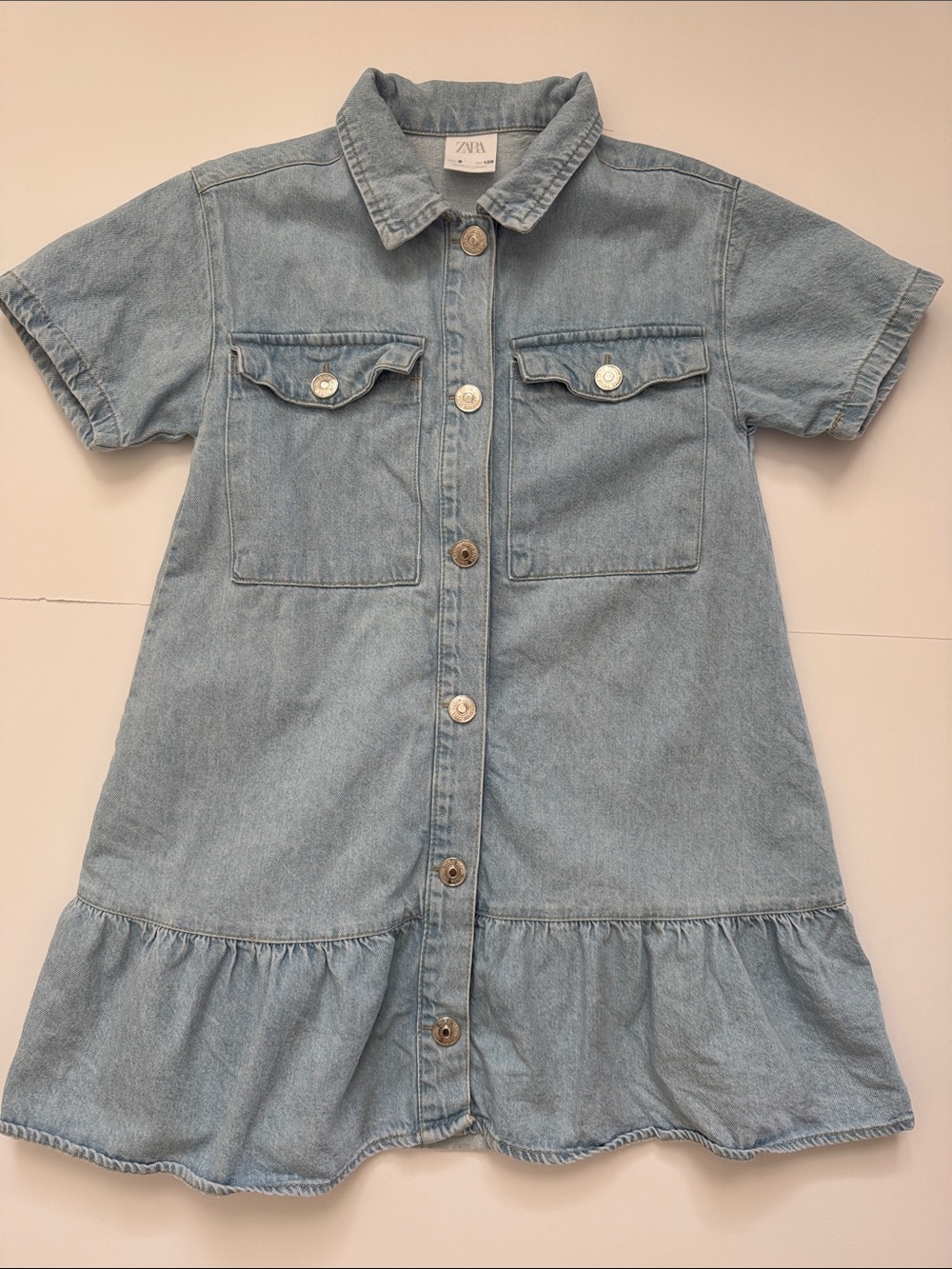 Zara Light Blue Denim Shirt Dress for Kids